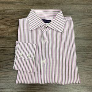 Seaward & Stearn White, Pink & Brown Stripe Shirt